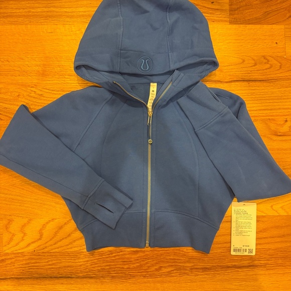 Lululemon Scuba Full Zip Cropped Hoodie Pipe Dream Blue size 6 - Picture 2 of 6